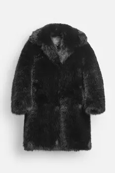 Шуба Zara by Stefano Pilati Faux Fur, черный