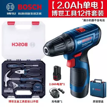 Шуруповерт аккумуляторный Bosch GSR120-Li + набор инструментов