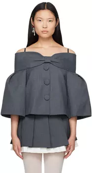 Shushu/Tong Gray Bow Blouse