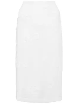 SHUSHU/TONG юбка миди с цветочной вышивкой, белый