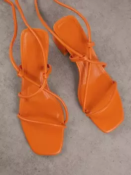 SHUZIA Босоножки на Высоком каблуке с запахом Shein, апельсиновый