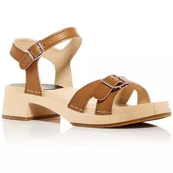 ШВЕДСКИЕ НИЗКИЕ женские кожаные туфли с круглым носком и блочным каблуком SWEDISH HASBEENS, цвет nature