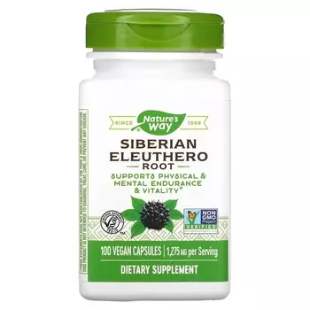 Сибирский элеутерококк Nature's Way 1275 мг корень, 100 веганских капсул