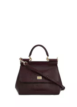 Сицилийская бордовая текстурированная женская кожаная сумка через плечо Dolce&Gabbana