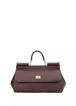Сицилийская бордовая женская кожаная сумка Dolce&Gabbana