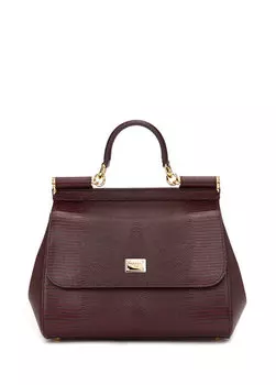 Сицилийская бордово-красная женская кожаная сумка через плечо с логотипом Dolce&Gabbana