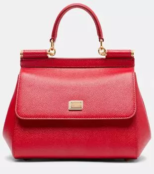 Сицилийская маленькая кожаная сумка-тоут Dolce&Gabbana, Rosso