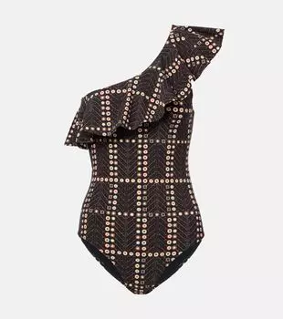 Сицилийский купальник с рюшами и асимметричным вырезом Marant Etoile, Faded Black