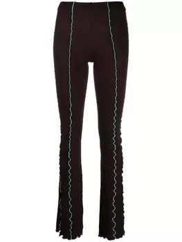 Siedres contrast-stitch flared trousers, коричневый