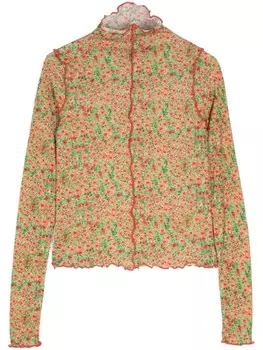 SIEDRES топ с цветочным принтом и салатовым подолом, зеленый