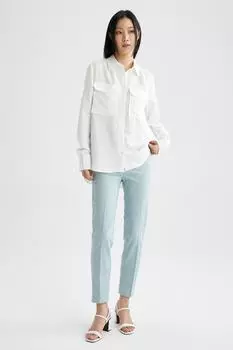 Sigaret Прямые атласные брюки с нормальной талией DeFacto, бирюзовый