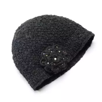 SIJJL Женская шерстяная шапка с цветочным принтом SIJJL, черный