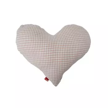 СИЛА ИНН | Подушка-сердце большая - бежевая клетка | ок. 50x43см | Подарок на свадьбу, День матери или День святого Валентина | Декоративные подушки и мягкие подушки в форме сердца | Ткань 100% хлопок | Наполнитель подходит для аллергиков POWER...