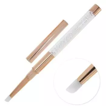 Силиконовая кисточка для втирания пудры и украшения ногтей, Золотая роза с цирконами, Золото No Name № 4 Mollylac, Molly Lac