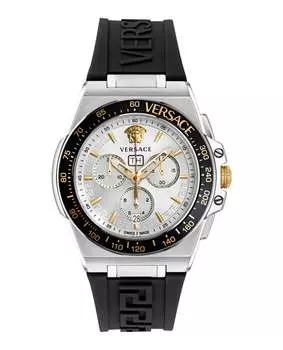 Силиконовые часы Greca Extreme Chrono Versace, цвет black/stainless steel/silver