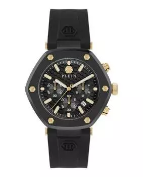 Силиконовые часы Hexagon Chrono PHILIPP PLEIN, черный/черный/черный
