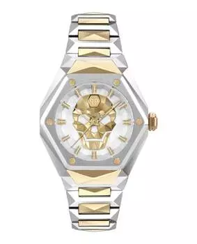 Силиконовые часы $kull Spikes PHILIPP PLEIN, цвет two tone/two tone/silver