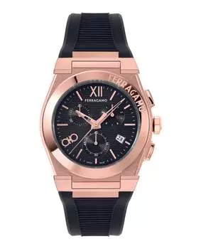 Силиконовые часы Vega Chrono Salvatore Ferragamo, черный/розово-золотой/черный