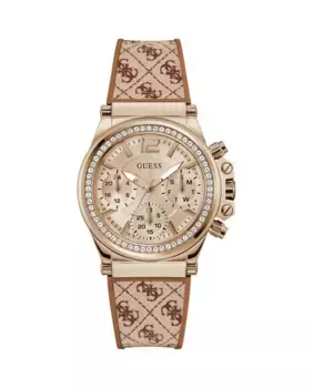 Силиконовые женские часы Charisma GW0699L2 с коричневым ремешком Guess