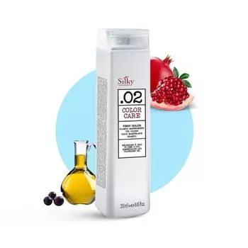 SILKY .02 Шампунь для ухода за цветом с полифенолами граната и винограда для поддержания и защиты цвета 250 мл/8,45 жидких унций Silky Technobasic