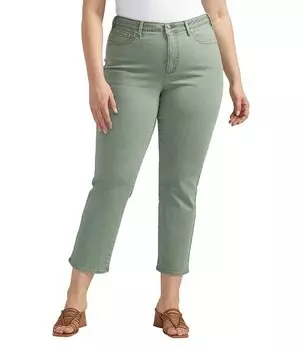 Silver Jeans Co. Джинсы больших размеров Power Stretch прямого кроя с высокой посадкой, зеленый