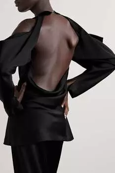 SIMKHAI атласный топ Marisa с открытыми плечами и открытой спиной, черный