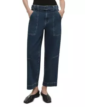 SIMKHAI Jenny Укороченные джинсы с высокой посадкой и поясом в цвете Cielo, синий