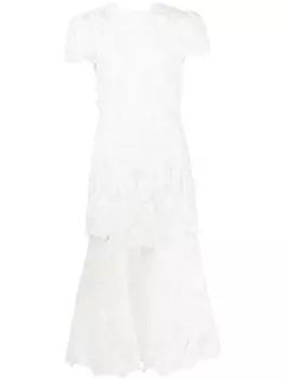 Simkhai платье миди с вышивкой ришелье, белый