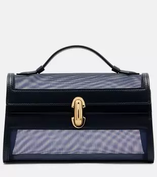 Симметричная сумка-тоут с сеткой и кожаной отделкой Savette, темно-синий