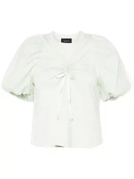 Simone Rocha блузка с объемными рукавами и сборками, зеленый