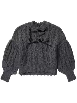 Simone Rocha джемпер с кружевной строчкой, серый