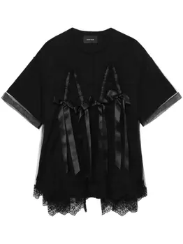 Simone Rocha кружевной топ с бантами, черный