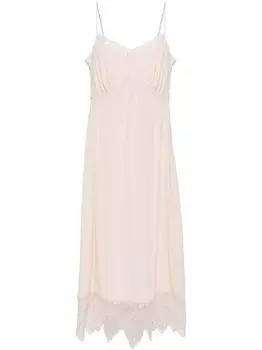 Simone Rocha платье-комбинация с кружевной отделкой, нейтральный цвет