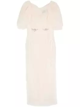 Simone Rocha платье миди, украшенное кристаллами, нейтральный цвет
