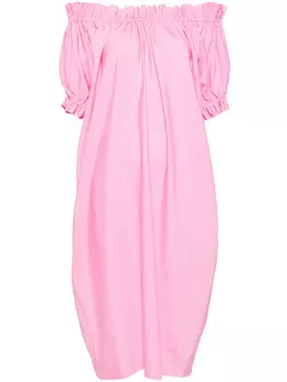 Simone Rocha платье с эластичным поясом и оборками, розовый