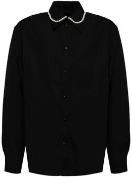 Simone Rocha поплиновая рубашка с искусственным жемчугом, черный