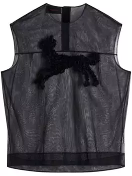 Simone Rocha прозрачный топ с вышивкой, черный