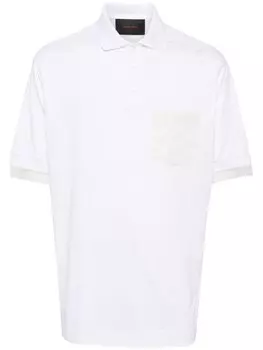 Simone Rocha рубашка поло с прозрачным кружевным карманом, белый