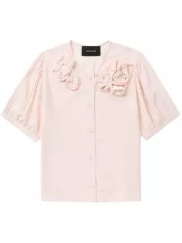 Simone Rocha рубашка с короткими рукавами и цветочной аппликацией, розовый