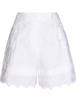 Simone Rocha шорты с английской вышивкой и фестонами, белый