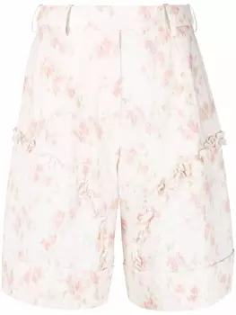 Simone Rocha шорты Smudged с принтом, нейтральный цвет