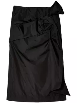 Simone Rocha юбка-карандаш с цветочной аппликацией, черный