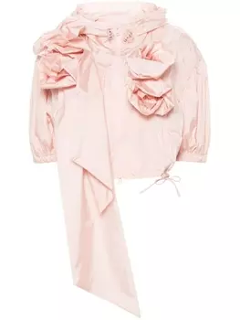 Simone Rocha укороченный жакет с цветочной аппликацией, розовый