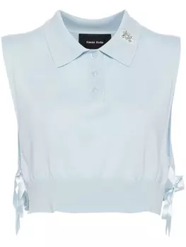 Simone Rocha вязаный нагрудник с воротником поло, синий