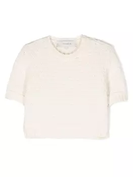 Simonetta джемпер ажурной вязки с короткими рукавами, нейтральный цвет