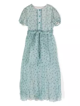 Simonetta платье из смесового шелка с цветочным принтом, синий