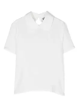 Simonetta рубашка из смесового шелка с закругленным воротником, белый