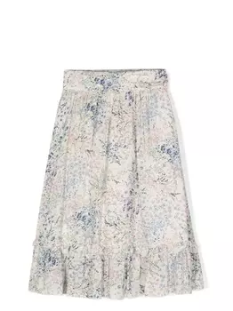 Simonetta юбка с цветочным принтом и оборками, нейтральный цвет
