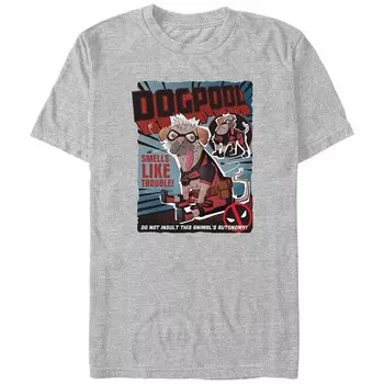 Симпатичная футболка с графическим плакатом Big & Tall Marvel Deadpool & Wolverine Dogpool, цвет Athletic Heather