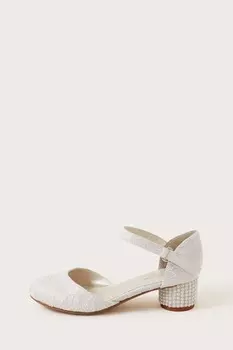 Симпатичные кружевные туфли на высоком каблуке из двух частей Monsoon, бежевый